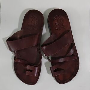 NWOT Made in Jerusalem Brown Leather Sandals Sz 12